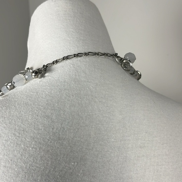 Gray Clear Silver Tone Chain Beaded Long Length Pull Over Necklace Neutral OS - Picture 3 of 12